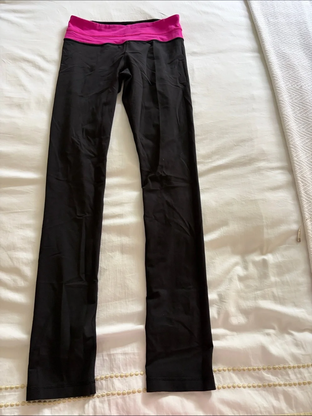 lululemon athletica Black Leggings with Pink Waistband